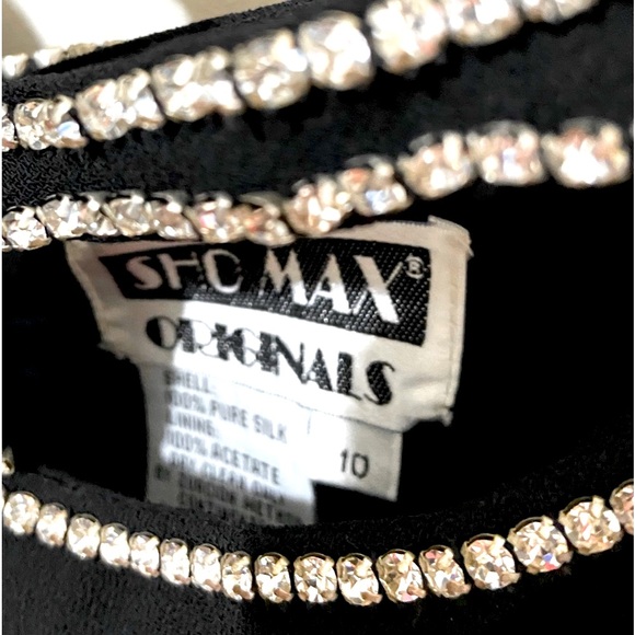 SHO MAX ORIGINALS Special Occasion Black Sparkling 100% Silk Lined Dress Sz 10 - Picture 7 of 8